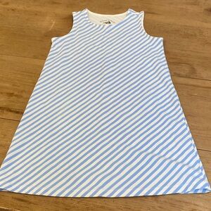 Girls Blue and White Striped Sleeveless Dress